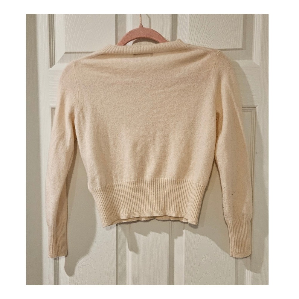J Crew 100% Cashmere Cropped Fit Sweater Womens Small Oatmeal Beige - Picture 8 of 8